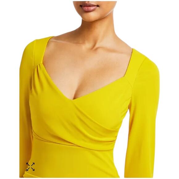 Cinq à Sept NWT Miah Ruched Mini Dress Pineapple Yellow Size 4 Long Sleeve - Picture 3 of 14